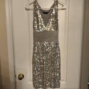 BCBG Silver Sequin Mini Dress